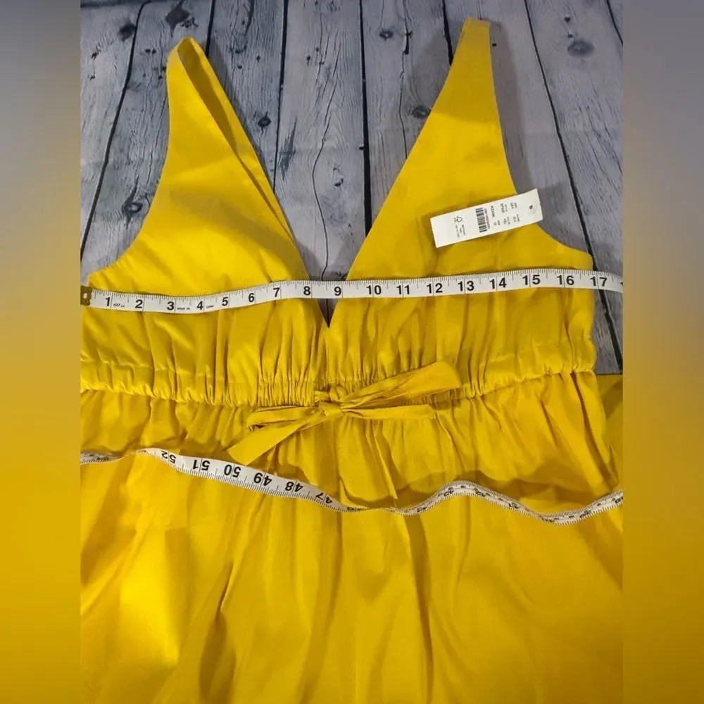 J Crew Collection Yellow Bowfront Sweet Formal Deep V-neck Taffeta Mini Dress 12